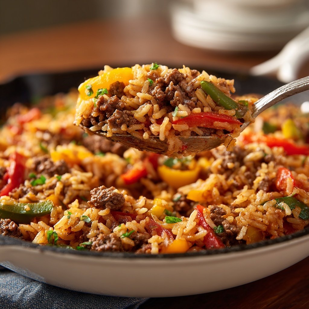 Quick Ground Beef And Rice Skillet