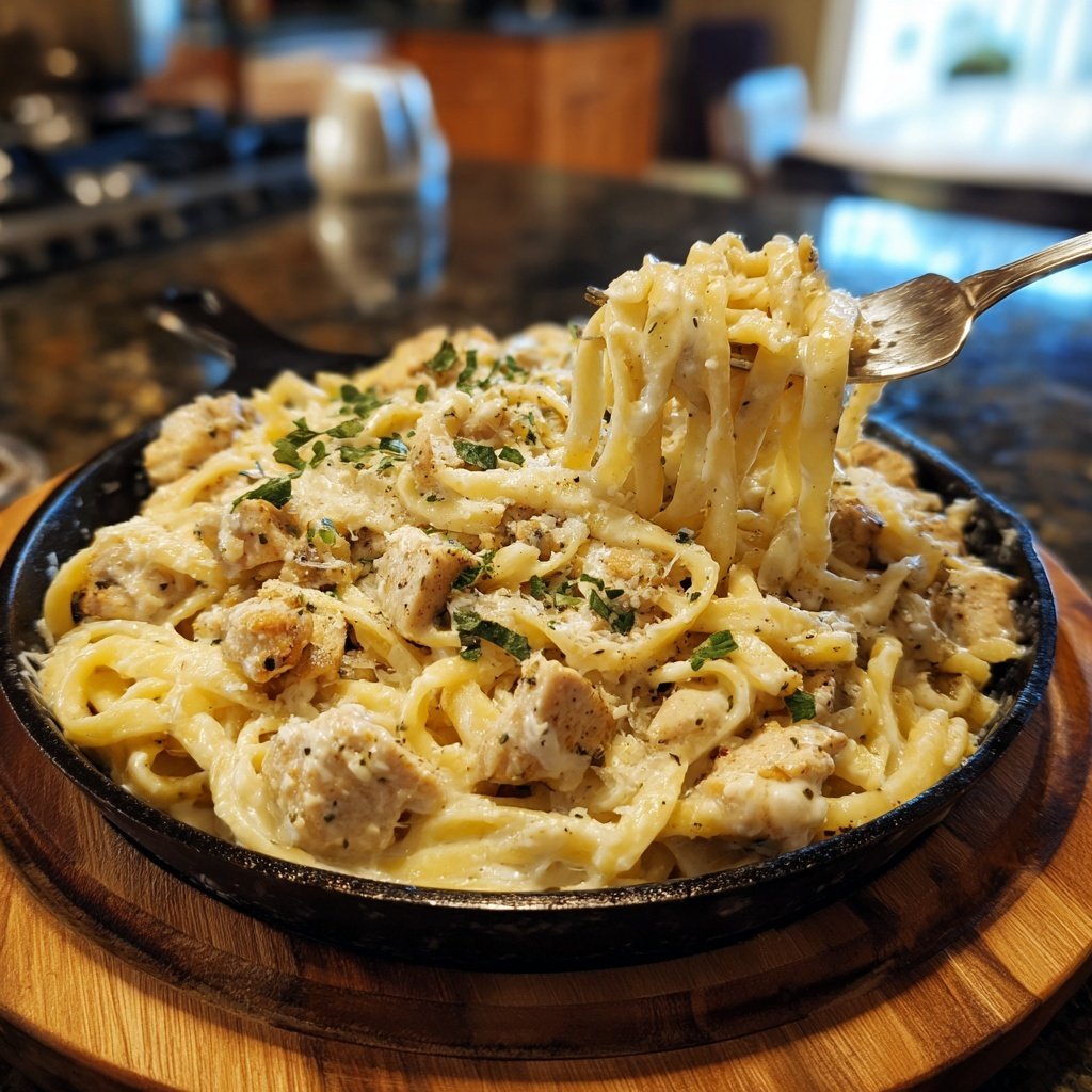 Ground Chicken Alfredo Pasta