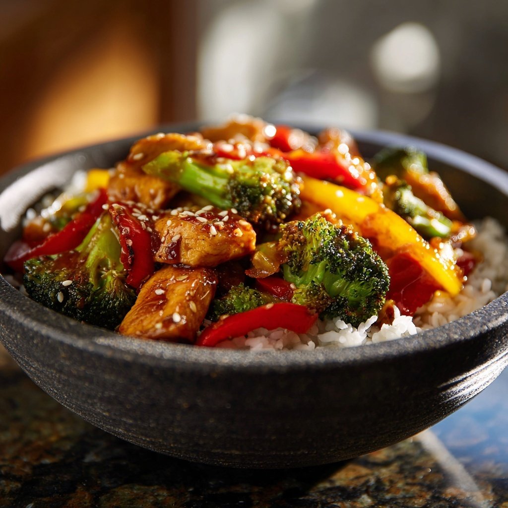 Healthy Chicken Vegetable Stir Fry Bowl