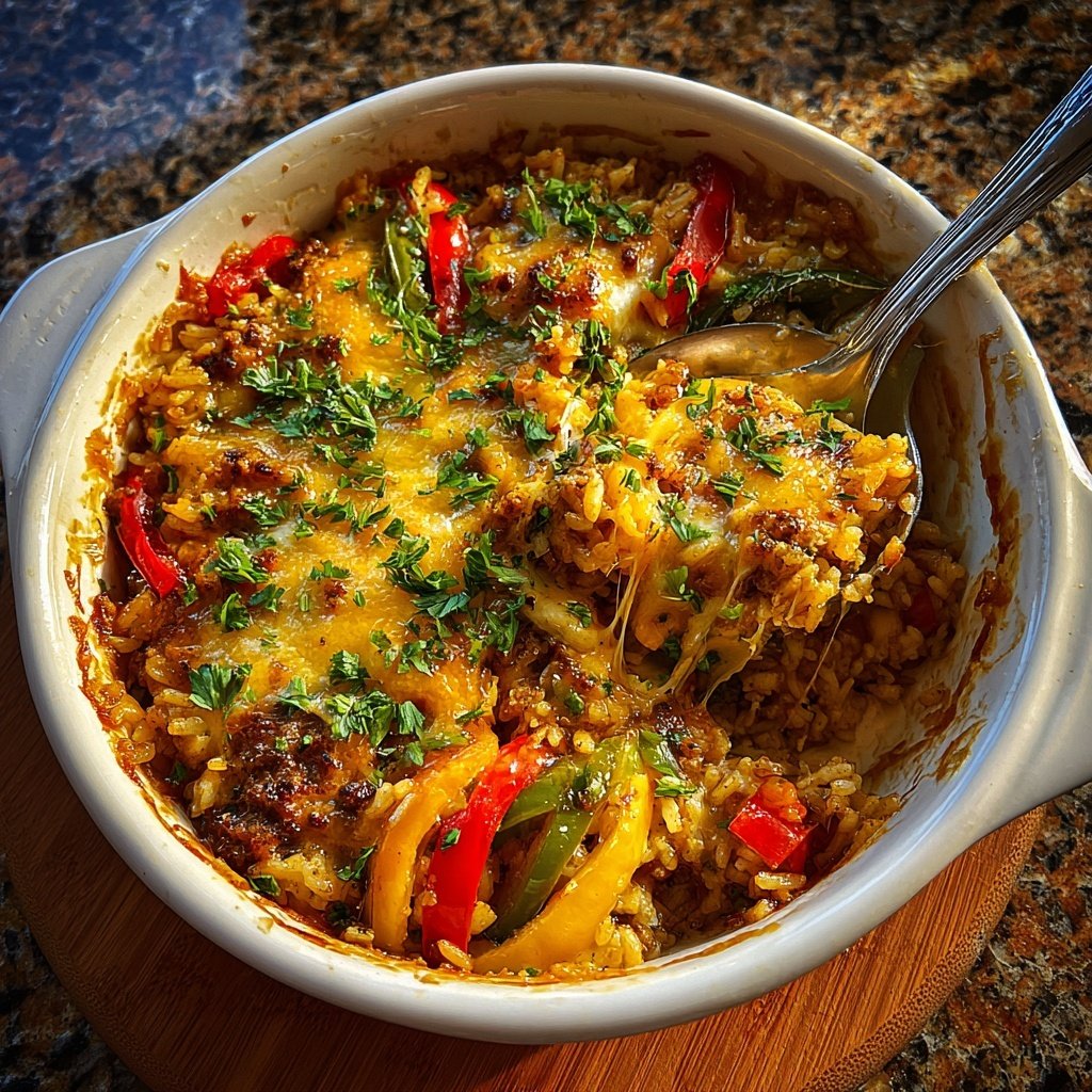 Ground Beef And Rice Casserole With Peppers