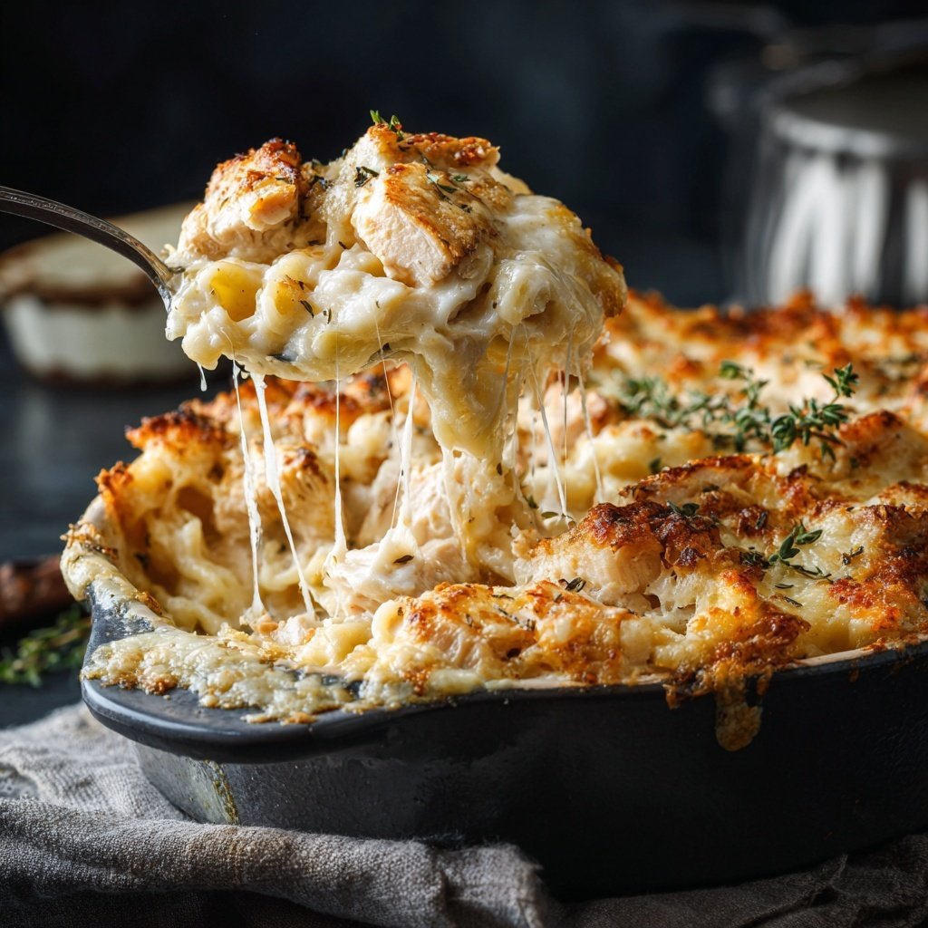 Rotisserie Chicken Alfredo Casserole