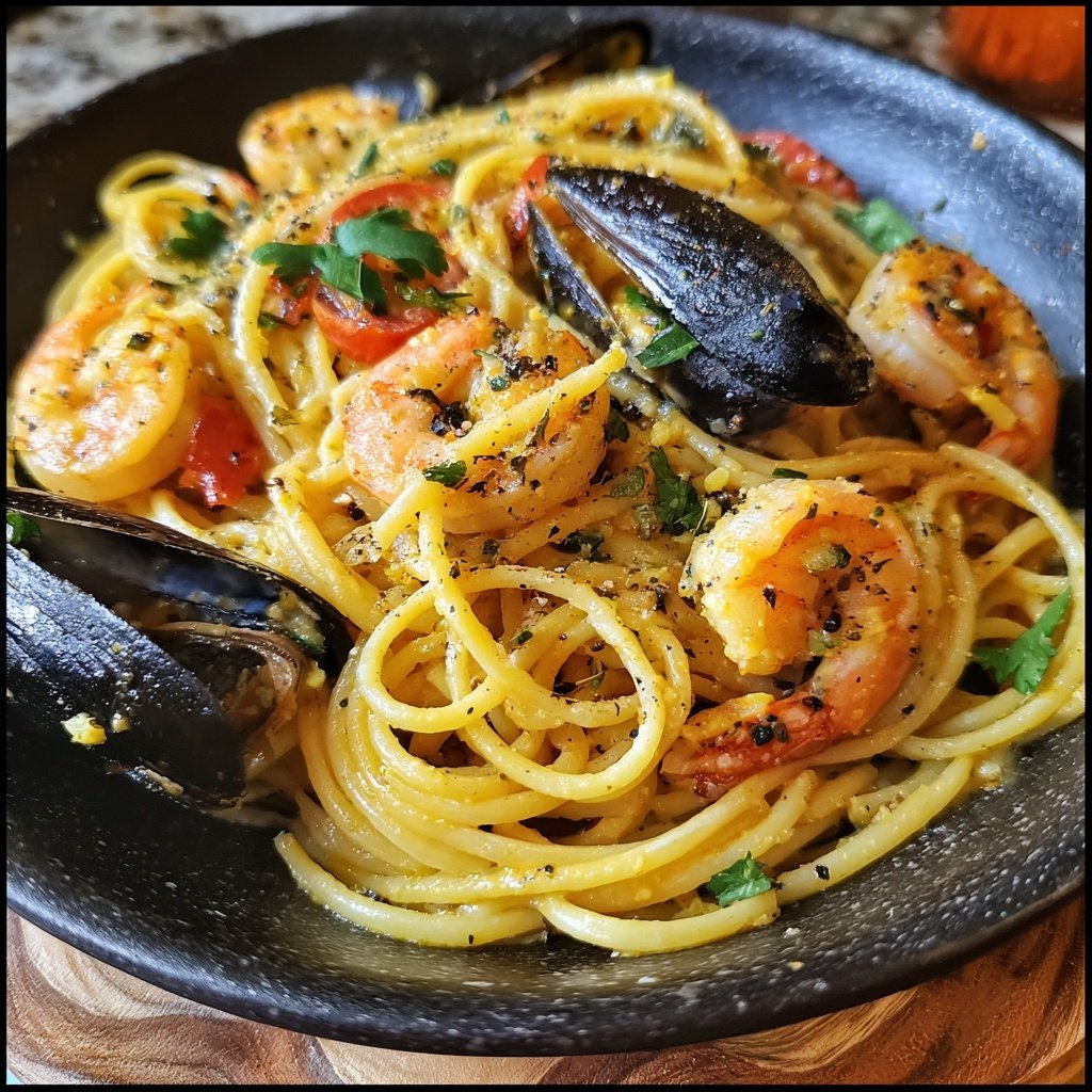 Saffron Seafood Linguine