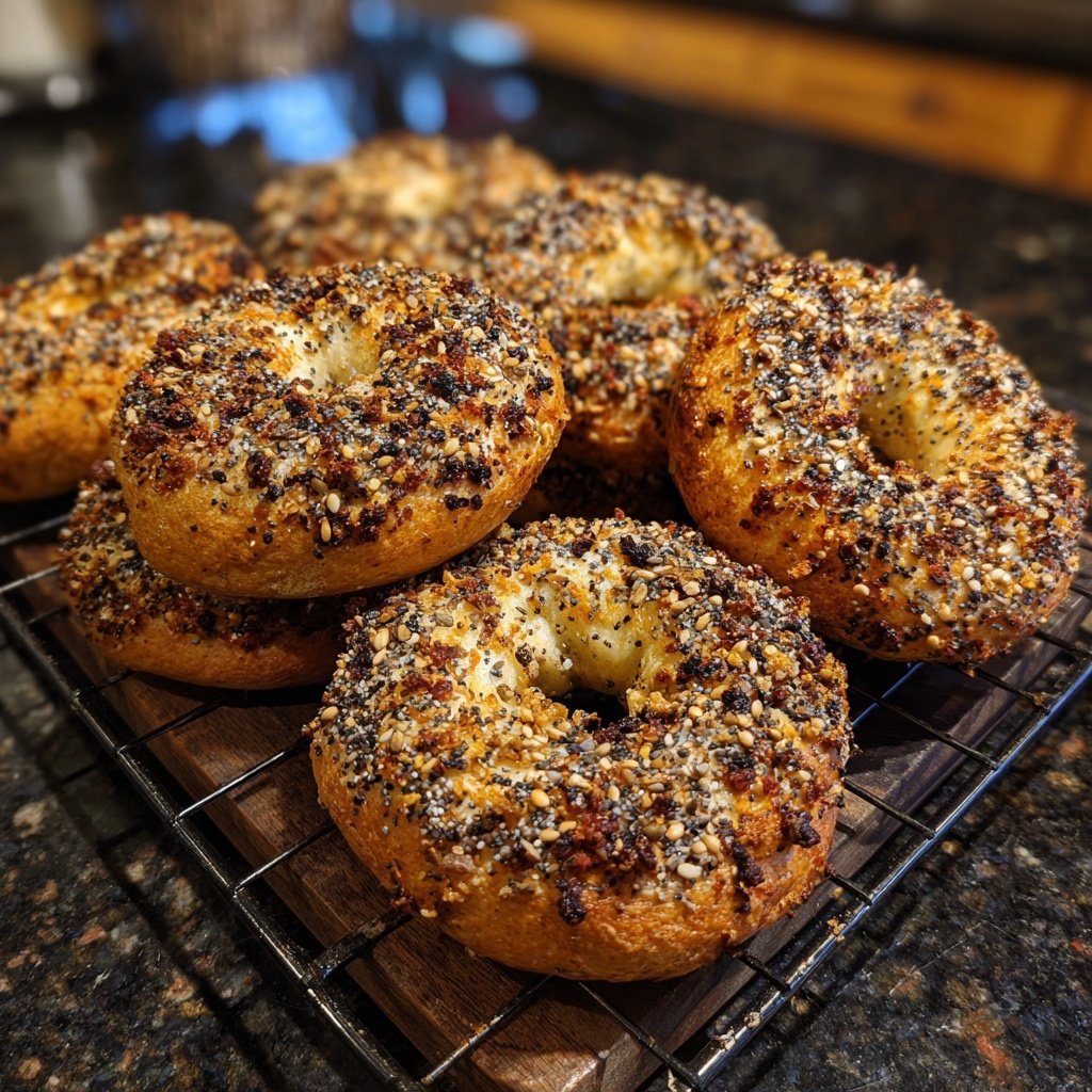 Protein Bagels With Seed Topping